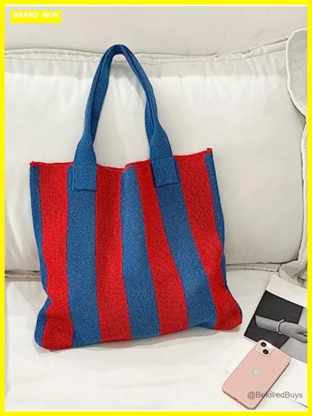 Hand Crocheted Tote Bag Large Shoulder Shopping Satchel